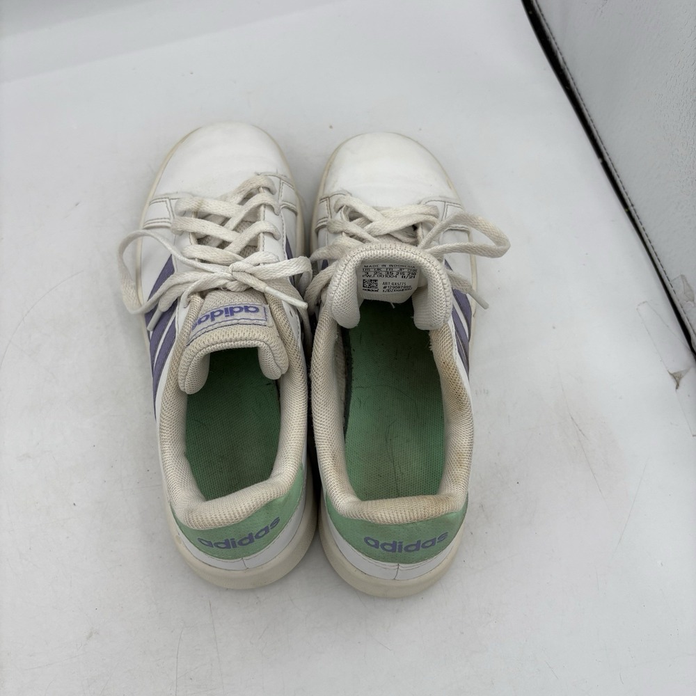 Adidas Shoes Girls Size 3 Youth Kids GX5775 Grand Court White Purple Sneakers - Picture 6 of 9